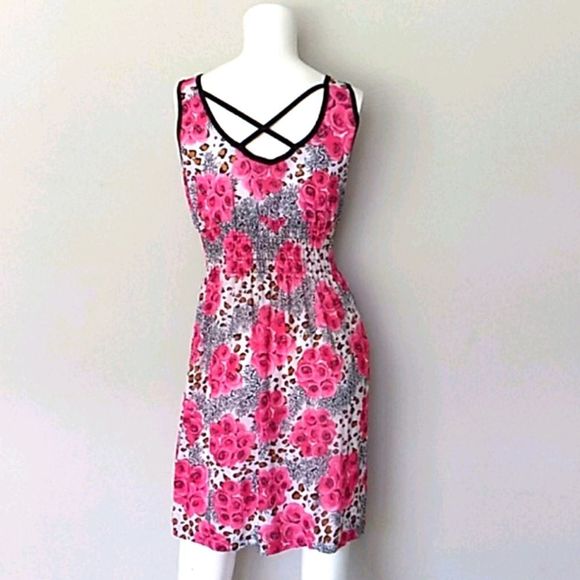 Sun Style Pink Floral Dress. Size S/M - Picture 5 of 9